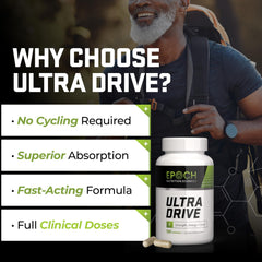 Epoch Nutrition Ultra Drive capsules close-up for stimulant-free energy support