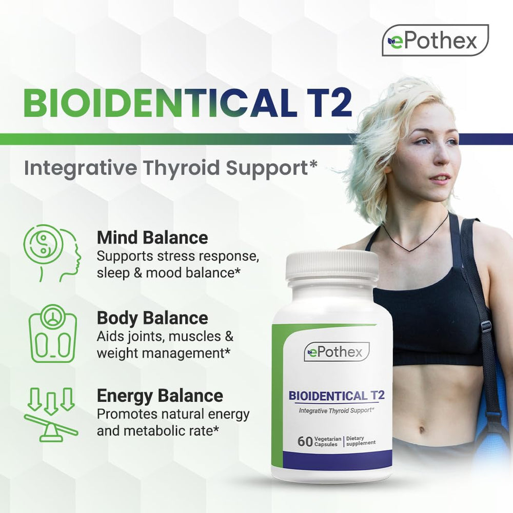 EPOTHEX Bioidentical T2 capsules lined up for daily use
