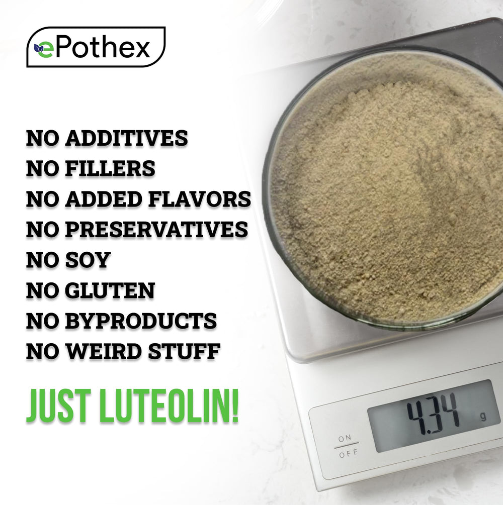 epothex Pure Luteolin Powder scoop showing precise dosing for easy use.
