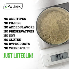 epothex Pure Luteolin Powder scoop showing precise dosing for easy use.