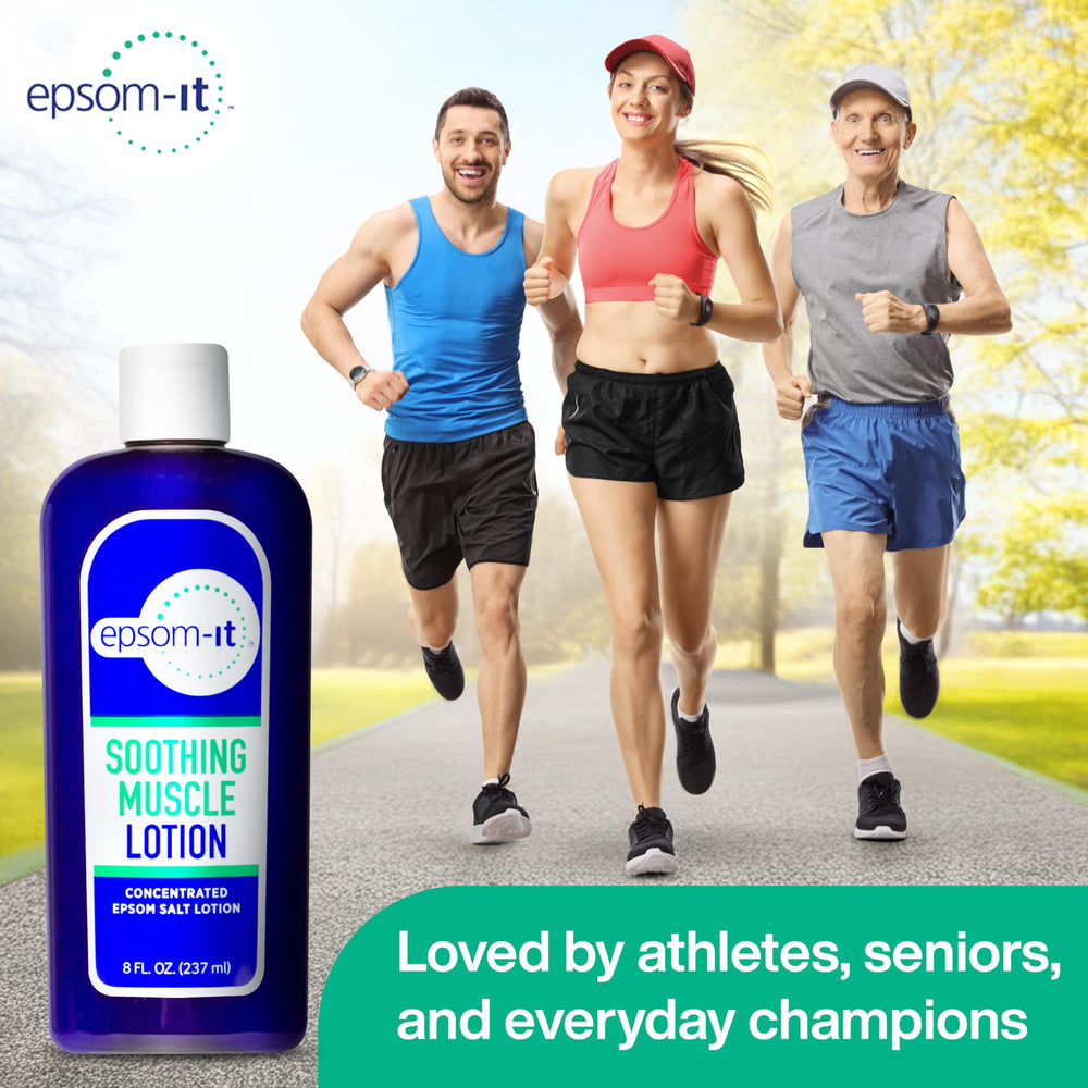 Daily skincare routine featuring EPSOM-IT lotion