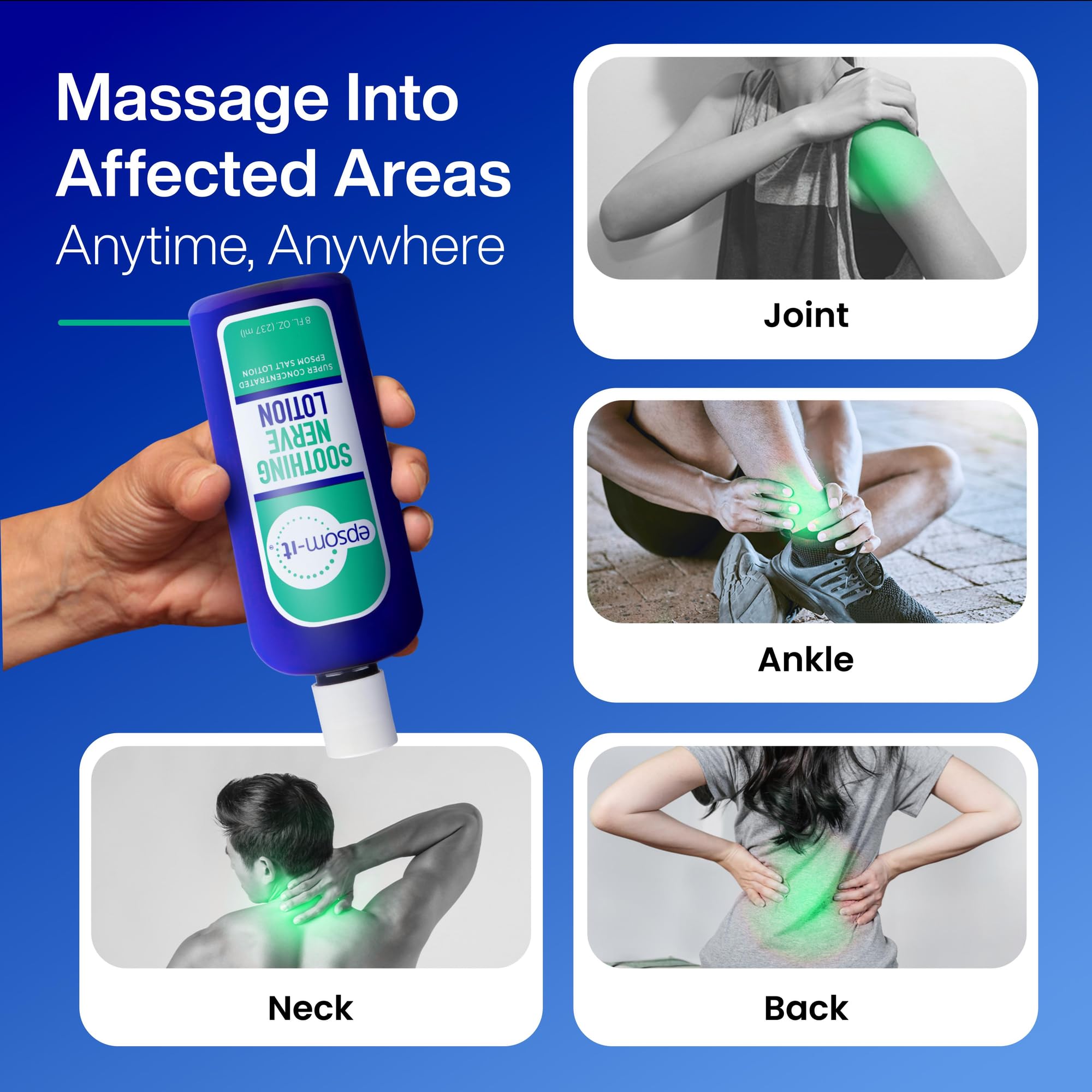 EPSOM-IT Soothing Nerve Lotion contains Arnica for soothing massage