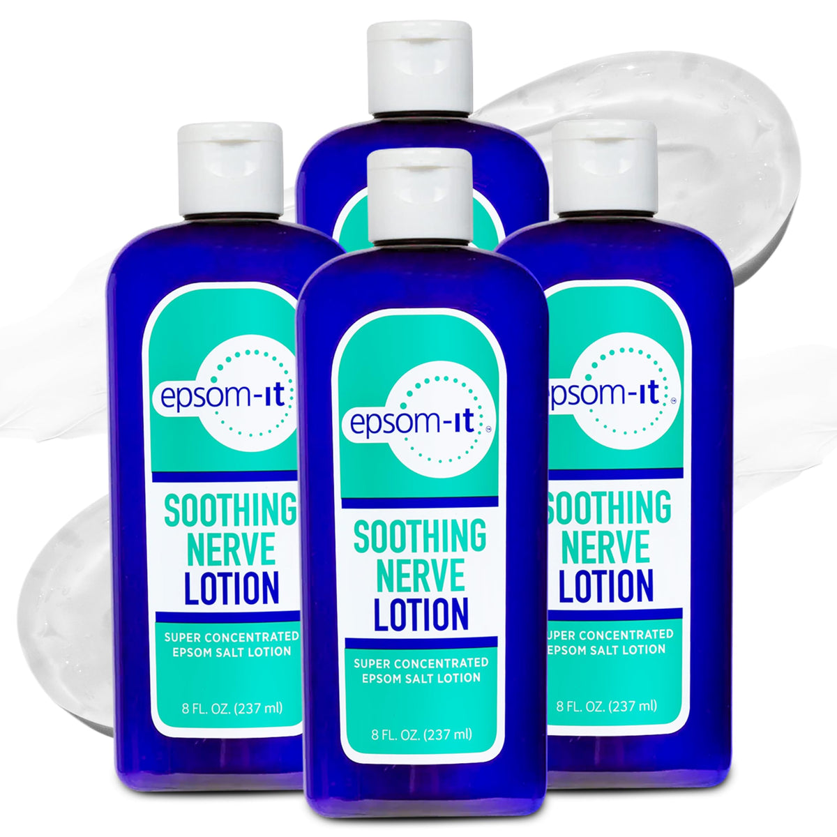 EPSOM-IT soothing nerve lotion bottle pour shows fast absorption for quick relief