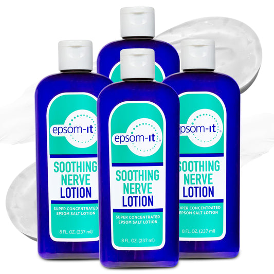 EPSOM-IT soothing nerve lotion bottle pour shows fast absorption for quick relief