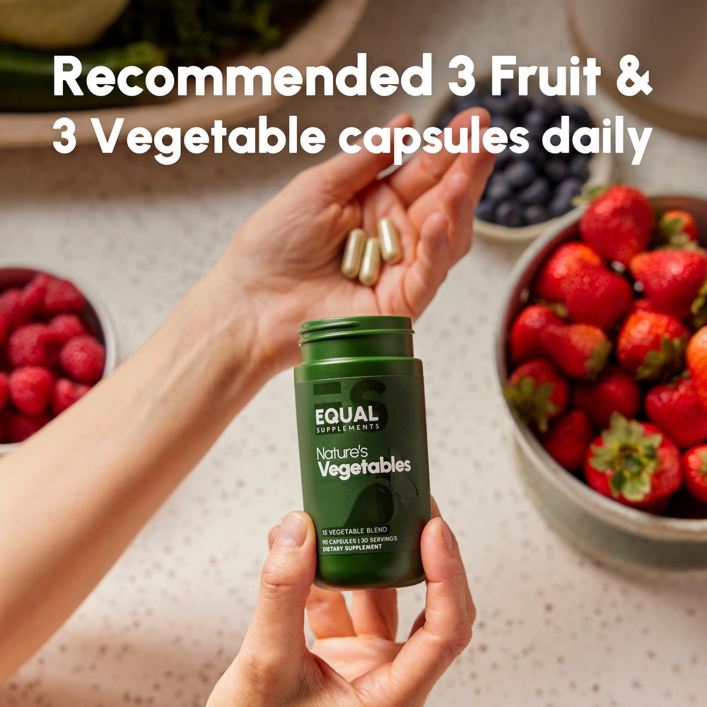 Equal Supplements 30 super fruits & veggies blend illustrated