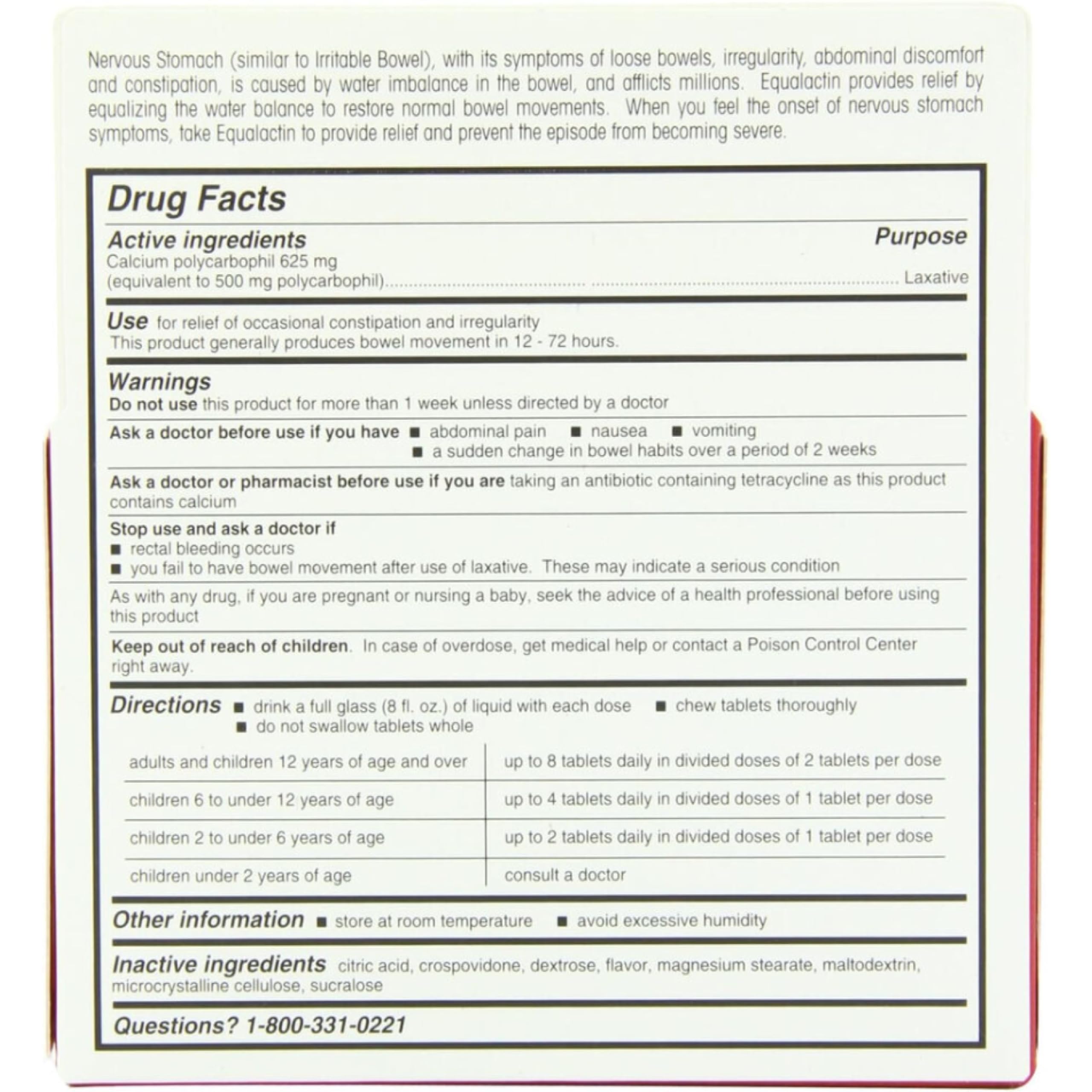 Equalactin chewable tablets pack4 blister-closeup highlights portable packaging.