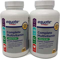 Equate Mature Adult 50+ bottle front with one daily multivitamin for everyday wellness.