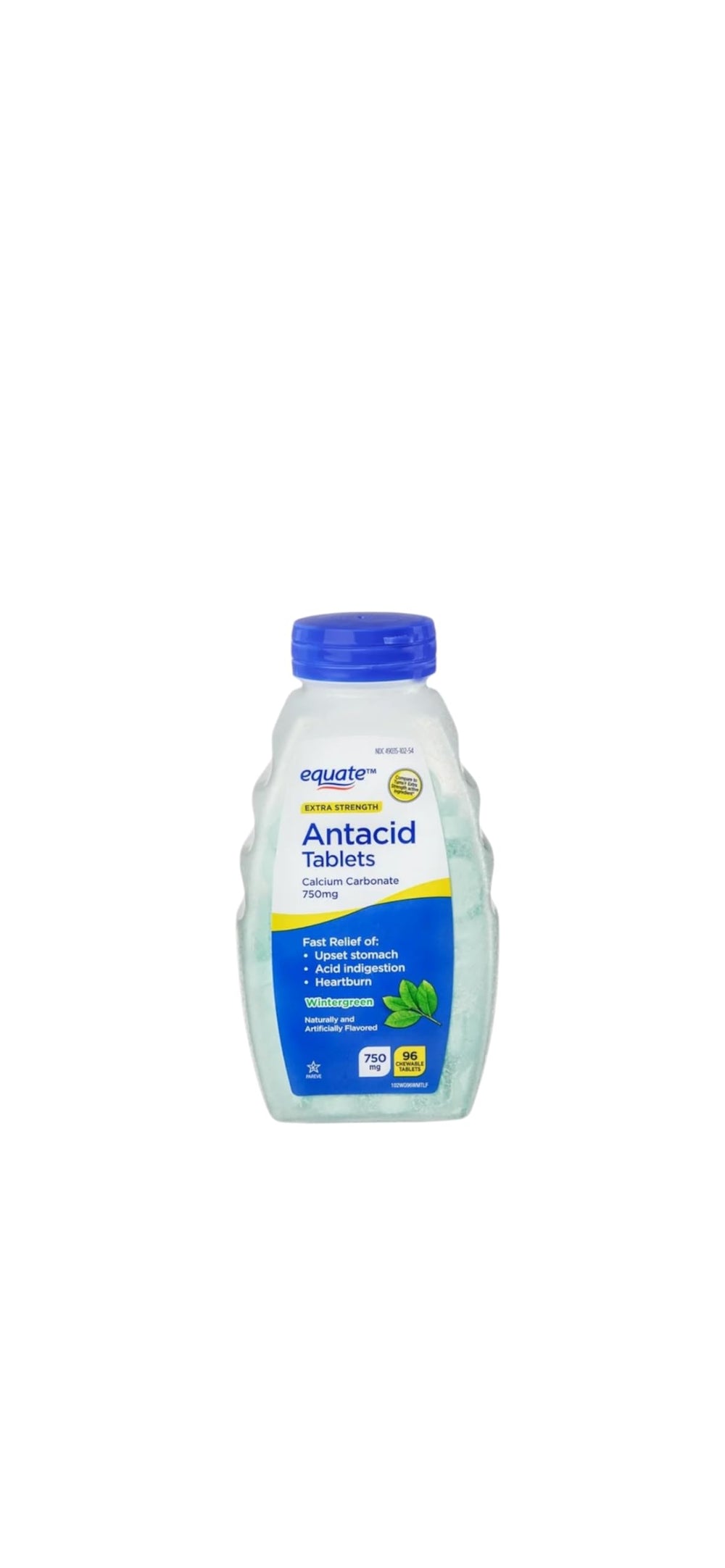 Equate tablets chewed without water for quick use