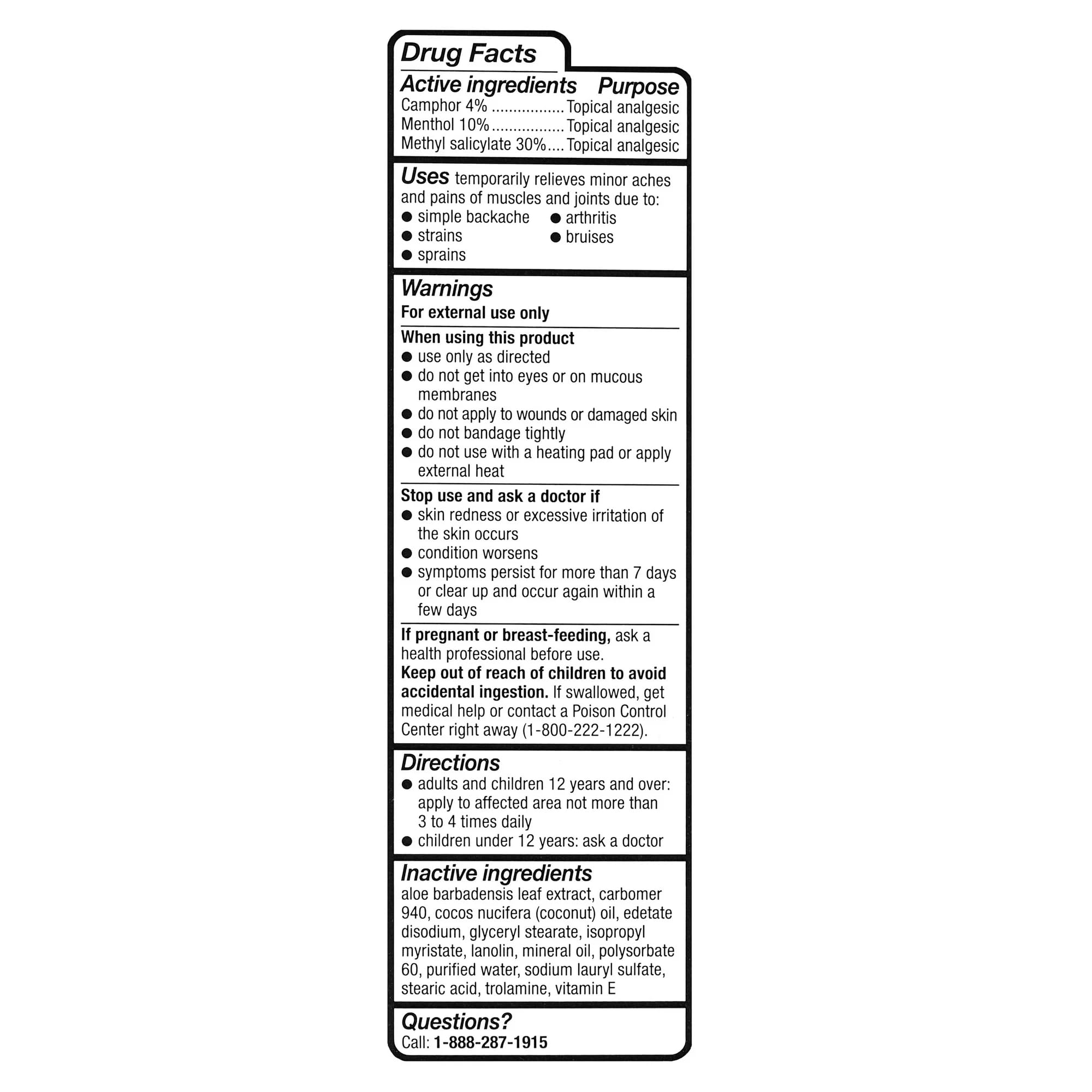 Equate Ultra Strength Cream back label with usage directions