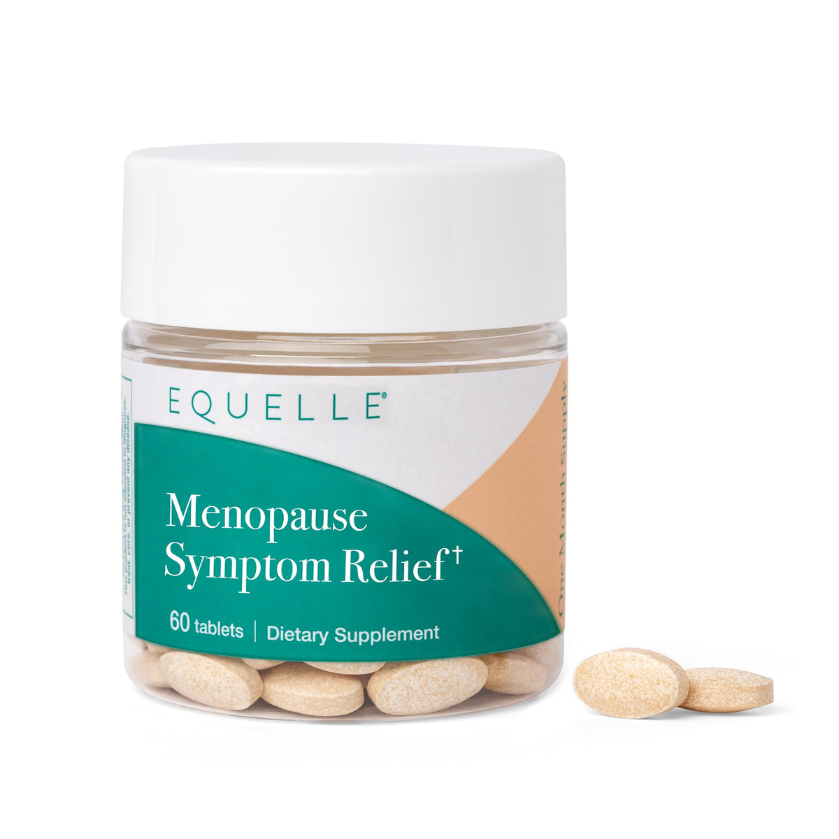Equelle bottle front view signaling menopause support and daily use.