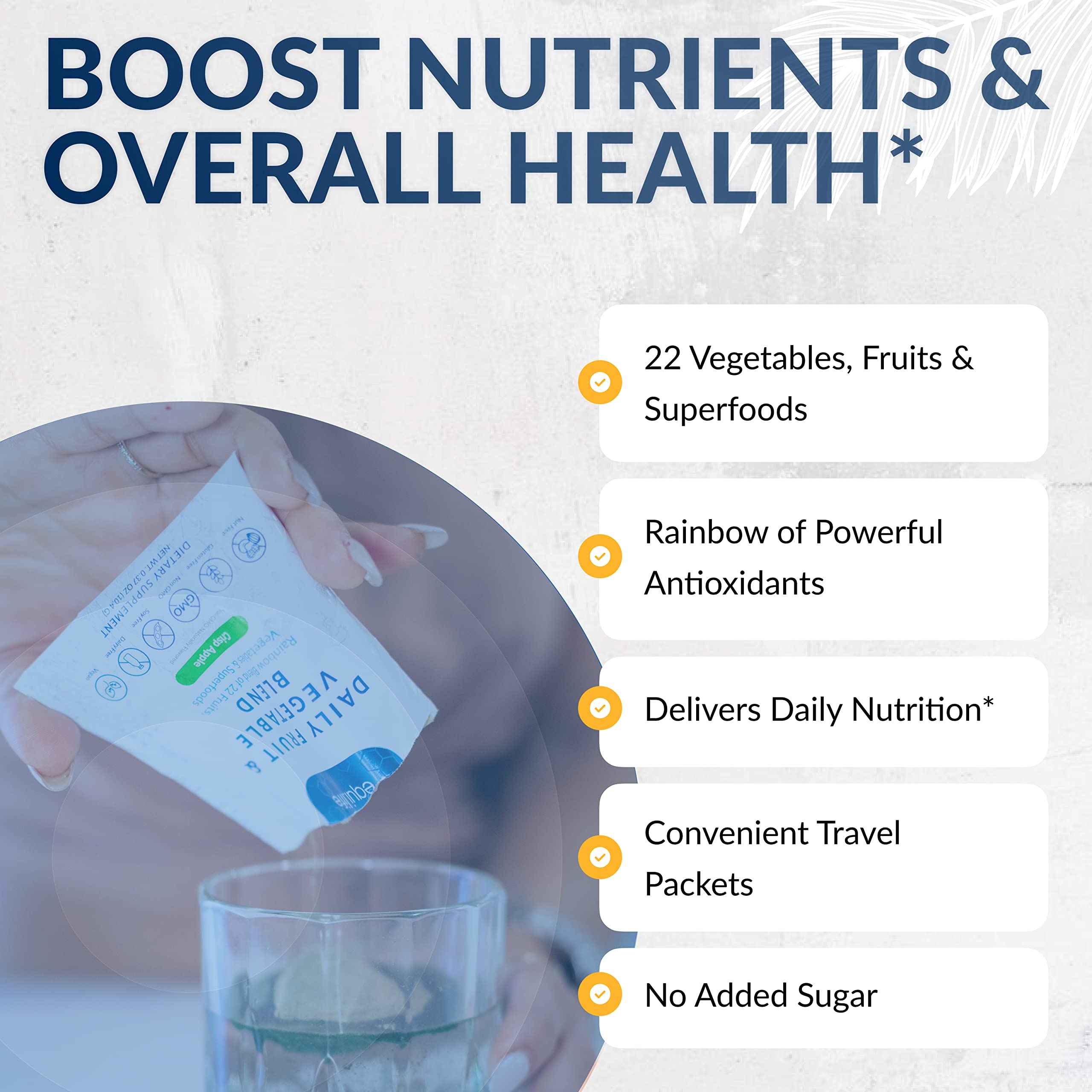 EquiLife 22 Superfoods mix graphic showcasing varied fruit and vegetable sources