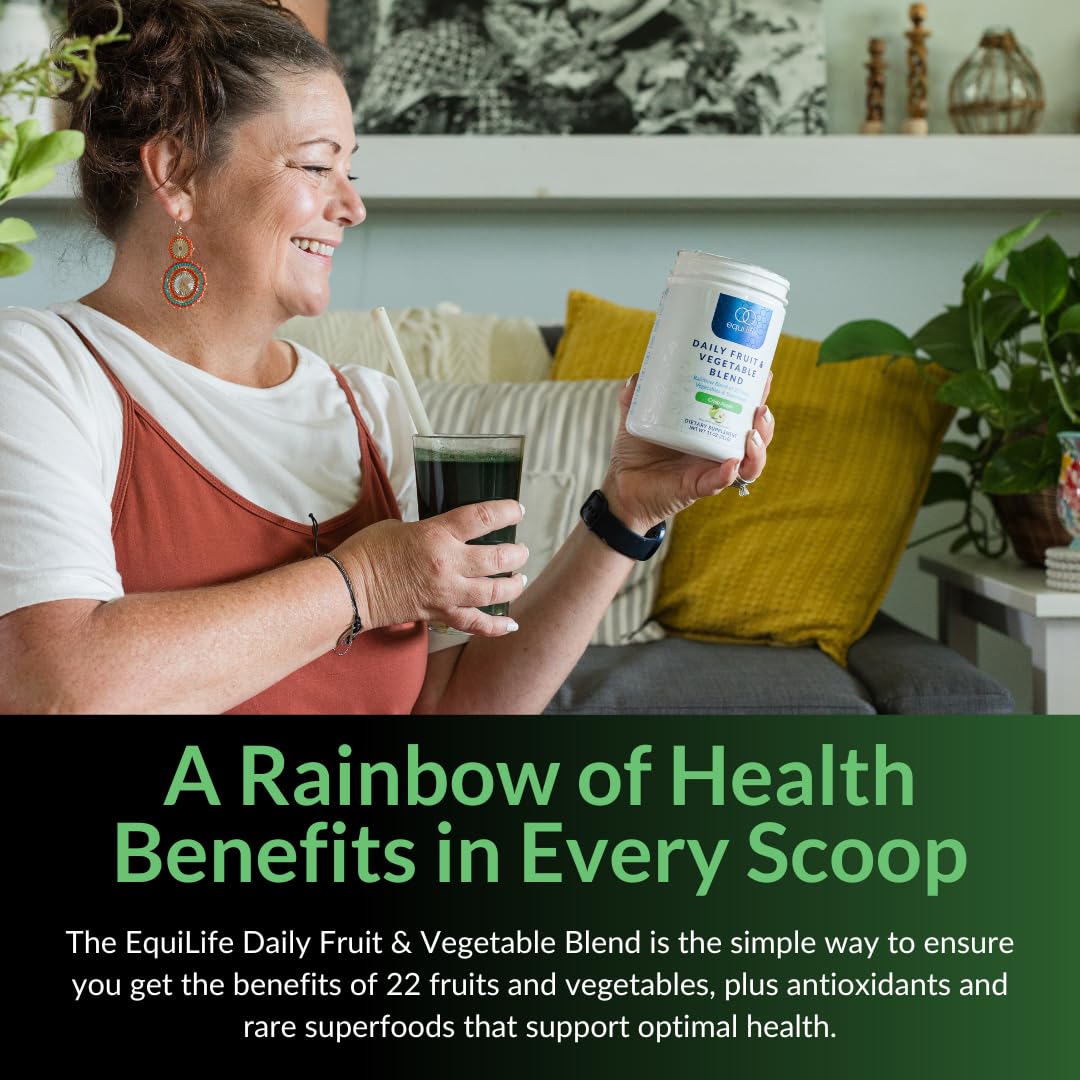 EquiLife Daily Fruit & Vegetable Blend crisp apple flavor invites a refreshing nutrient intake.