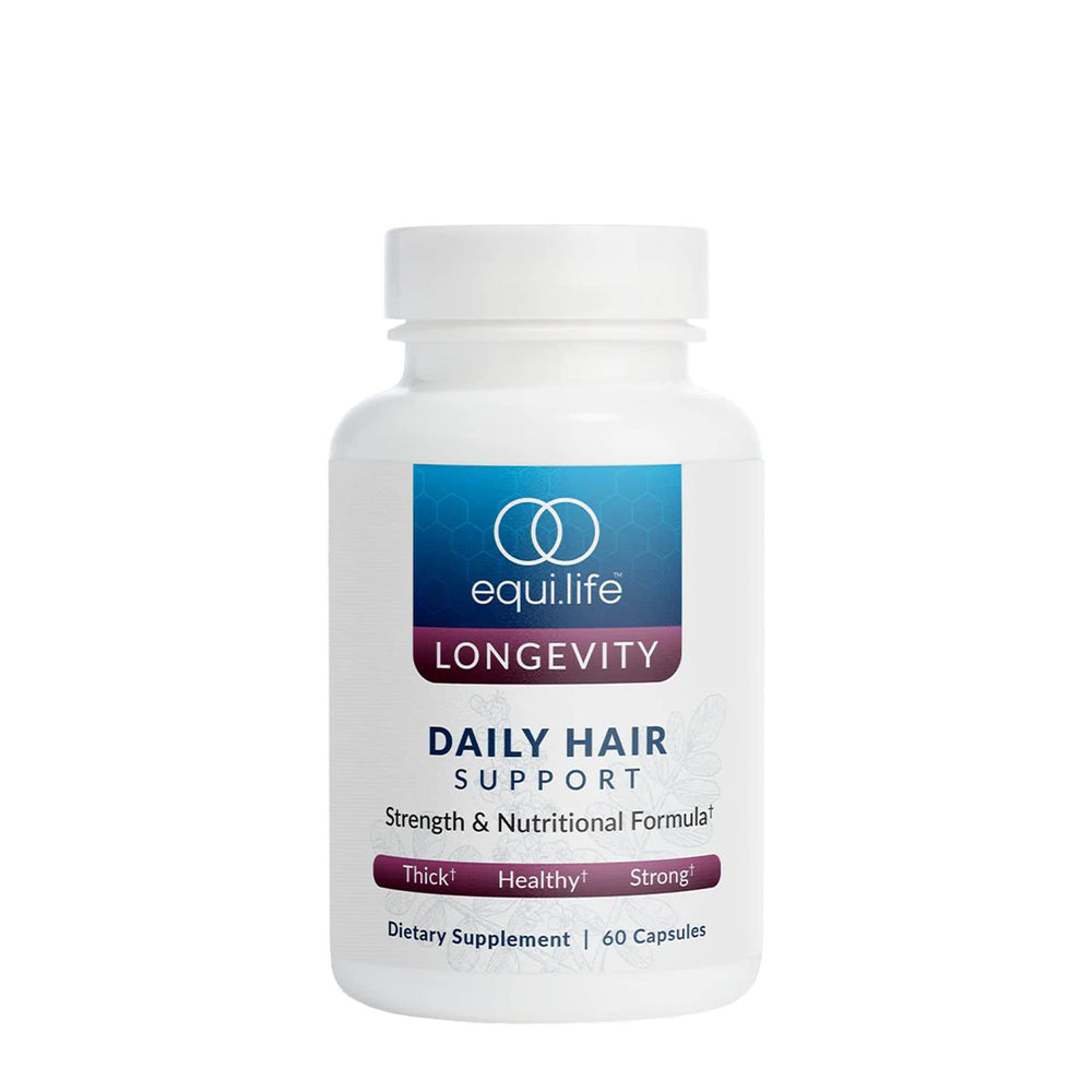 Equilife Daily Hair Support bottle with capsules for daily hair nourishment.