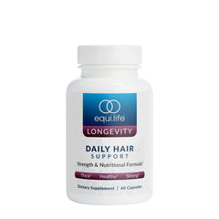 Equilife Daily Hair Support bottle with capsules for daily hair nourishment.