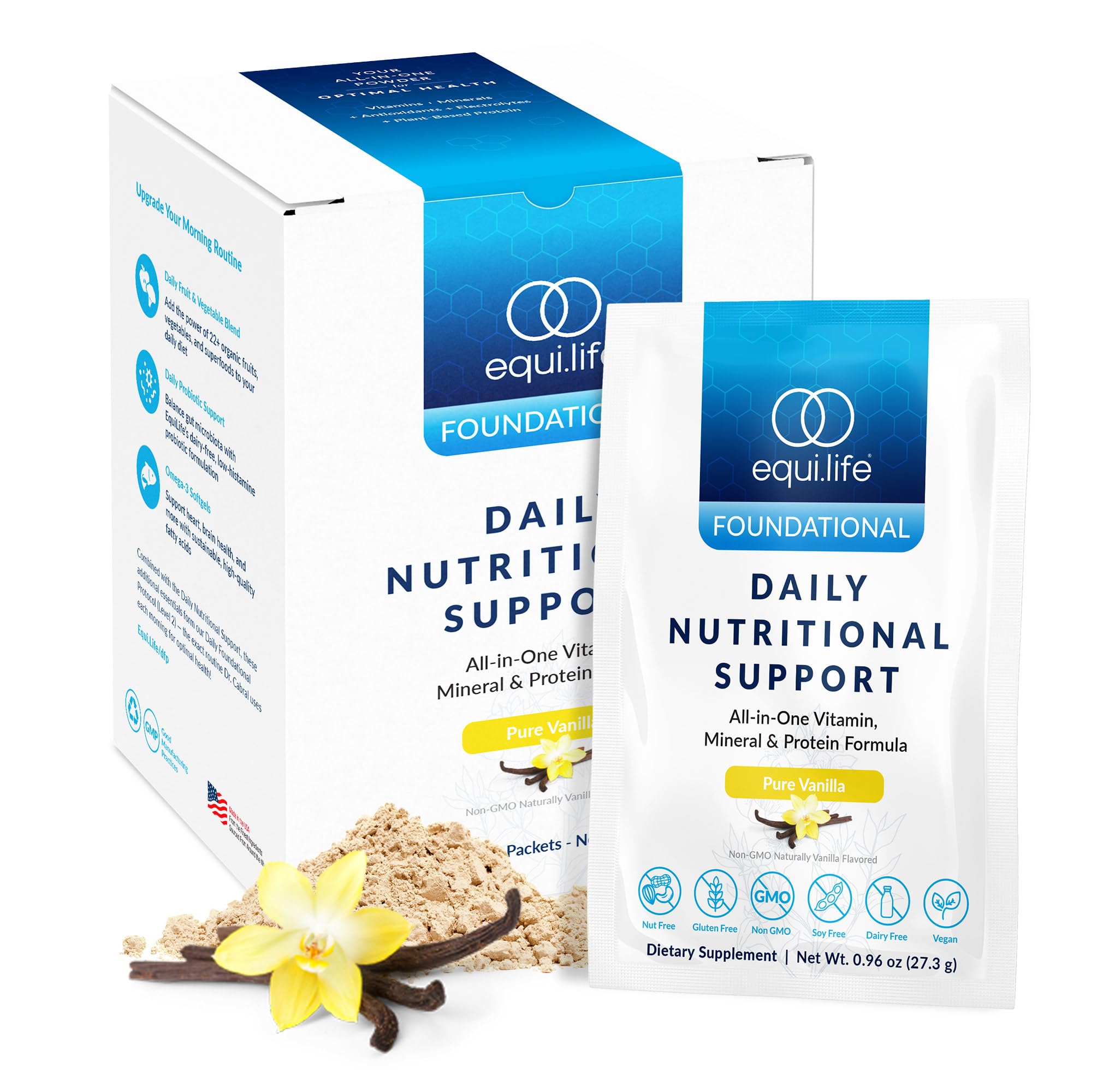 Equilife Daily Nutritional Support bottle shown for daily wellness and convenience.