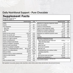Equilife Daily Nutritional Support chocolate shake glass, protein-rich smoothie for daily energy.
