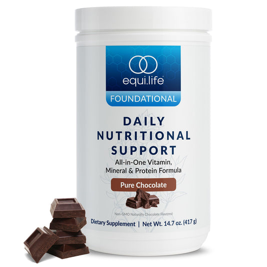 Equilife Daily Nutritional Support tub front for convenient, all-in-one nutrition.
