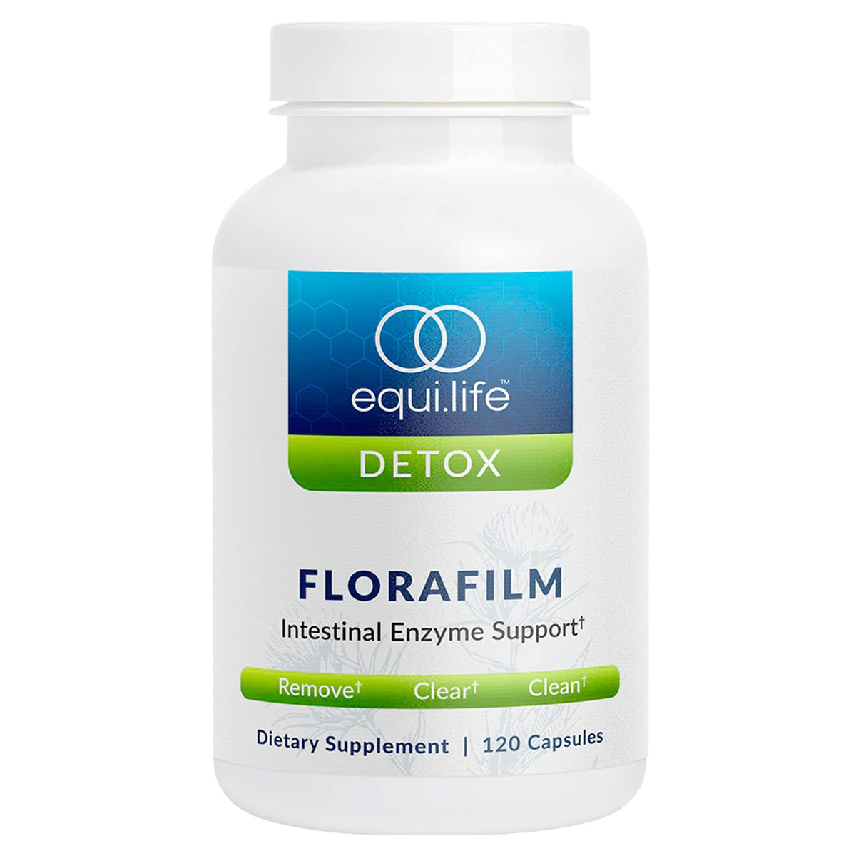 Equilife Florafilm bottle shown for reliable digestive support and daily wellness.