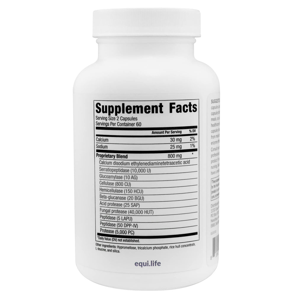 Equilife Florafilm capsules close-up highlighting convenient enzyme support.