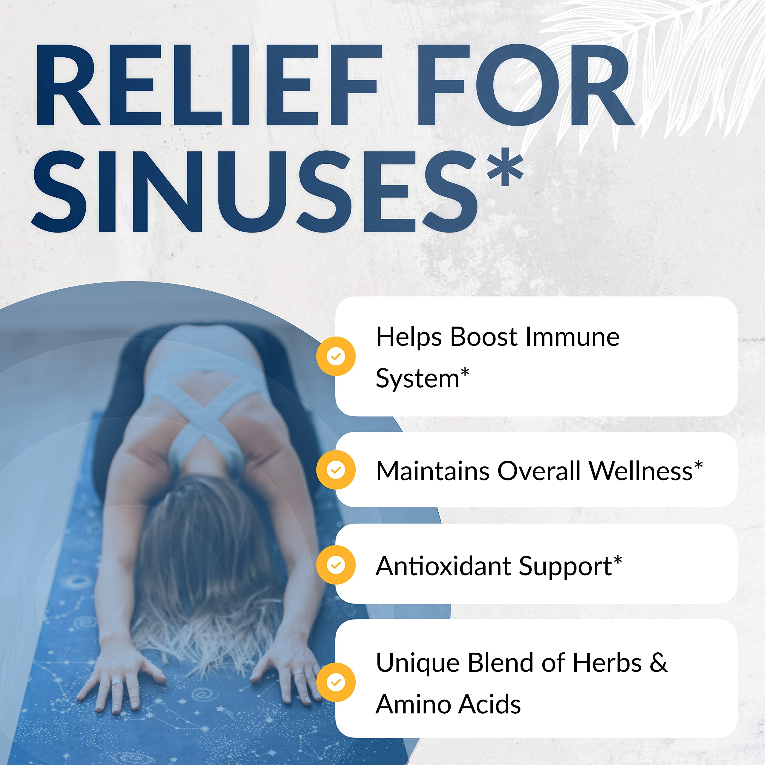Equilife Sinus Support packaging shows plant-based, gluten-free formula.