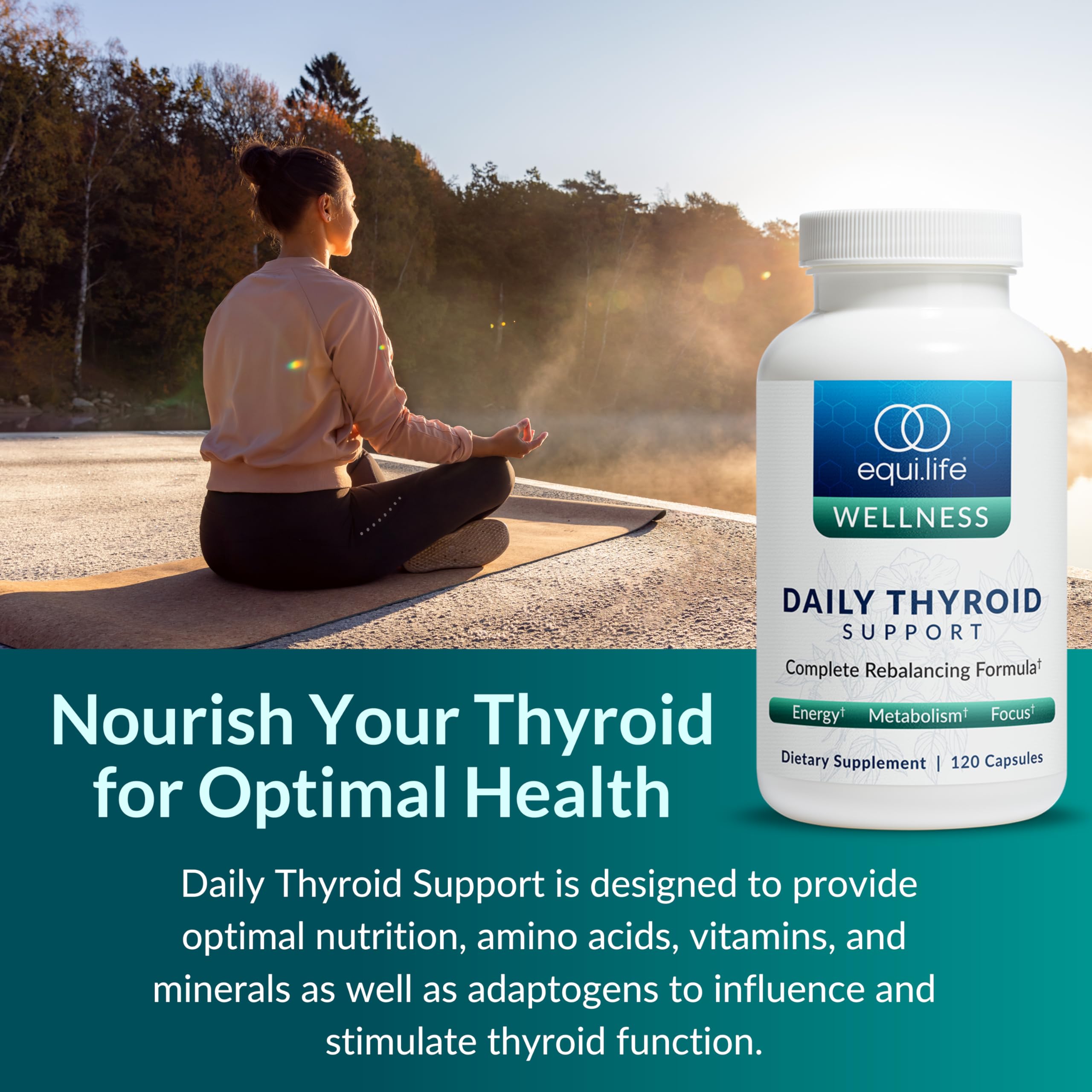 Equilife Thyroid Support daily routine setup with two capsules.