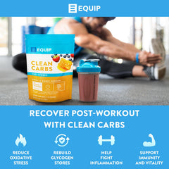 Equip Clean Carbs packaging front with 20 servings and unflavored label.