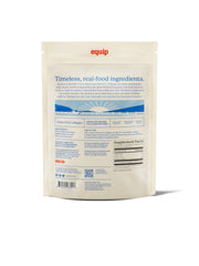 Equip grass-fed collagen packaging featuring 30 servings and testing