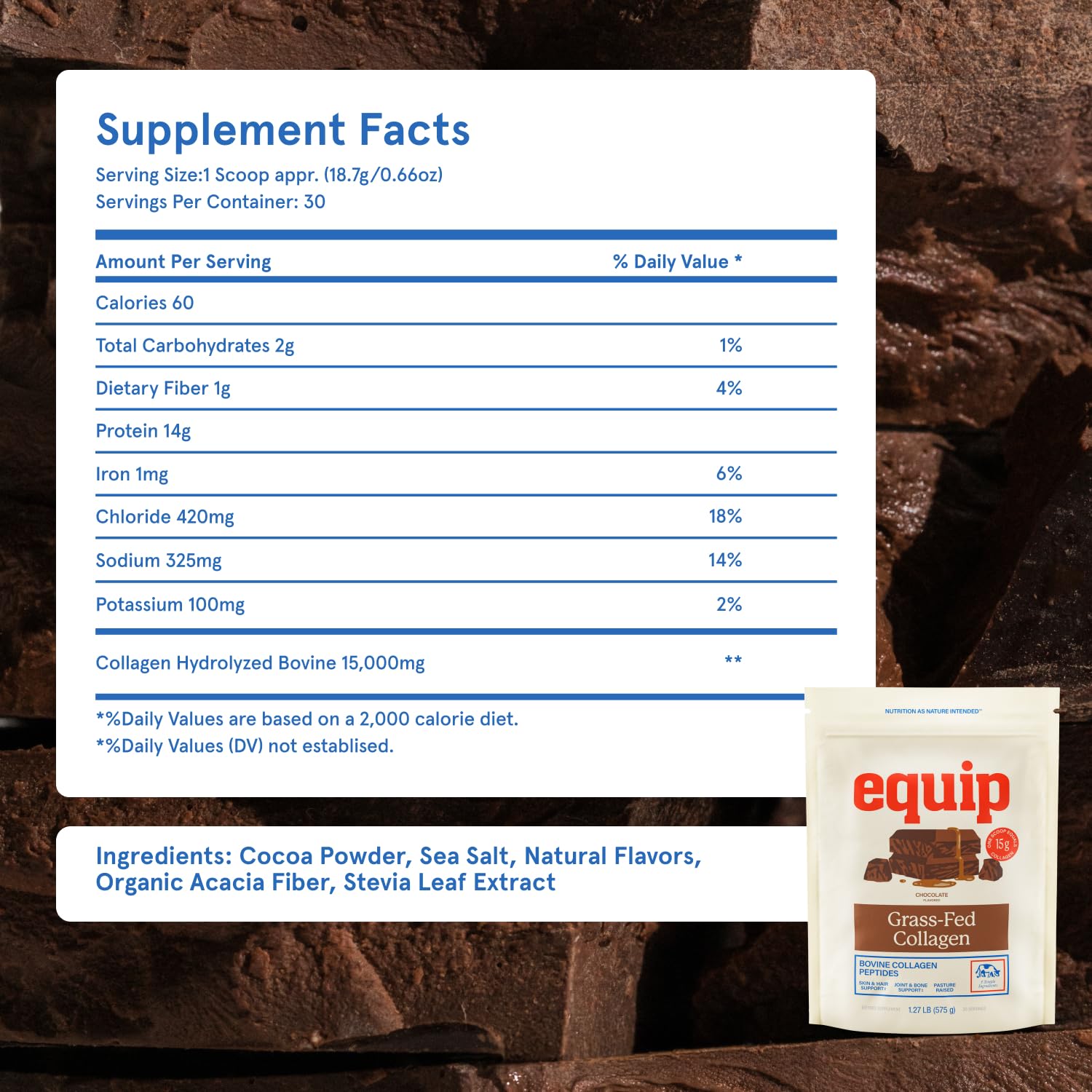 Graphic showing non-GMO and paleo-friendly ingredients for Equip collagen