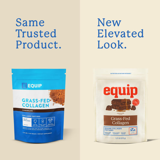 Scoop of Equip Grass-Fed Collagen Powder measuring a 15 g serving