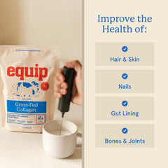 Equip collagen powder scoop showing accurate 15 g serving
