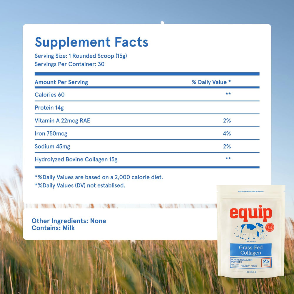 Equip unflavored collagen powder packaging focusing on purity