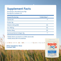 Equip unflavored collagen powder packaging focusing on purity