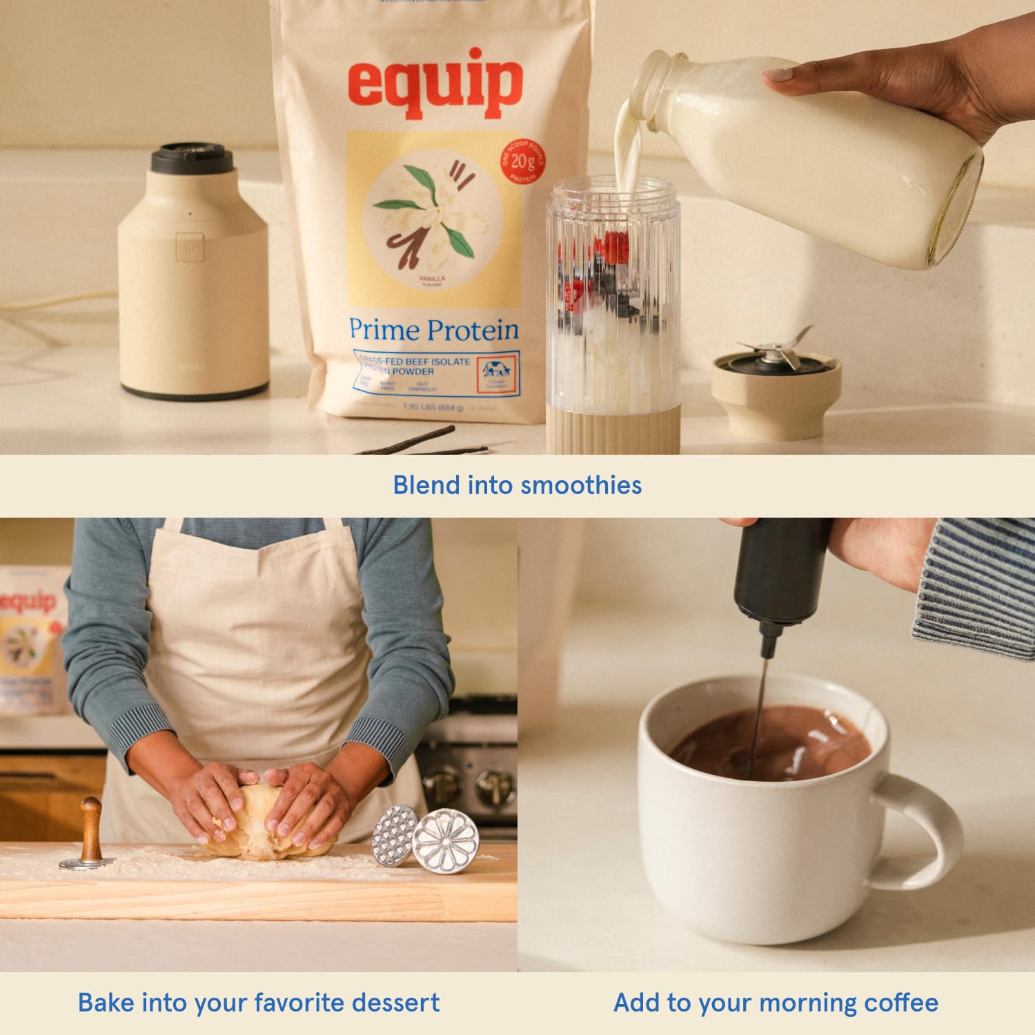 Equip Prime Protein dissolving in liquid for quick, smooth mix.