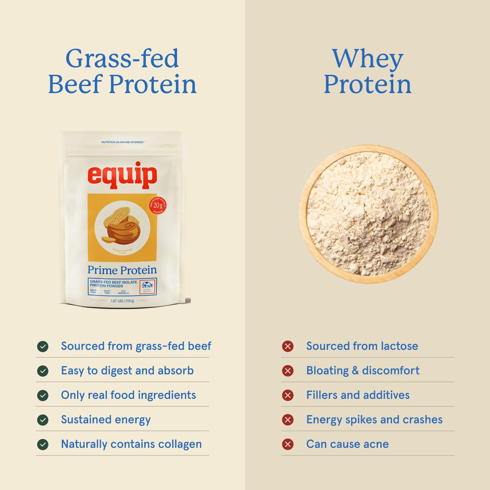 Pouring Equip Prime Protein into a shaker for a post-workout smoothie