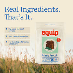 Close-up of a creamy shake using Equip Prime Protein Powder.