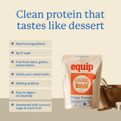 Glass of Prime Protein Powder shake with cinnamon roll flavor