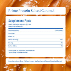 Equip Prime Protein Salted Caramel on shelf signals premium gluten-free protein option.