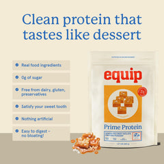 Equip Prime Protein Salted Caramel shaker bottle ready for post-workout beverage.