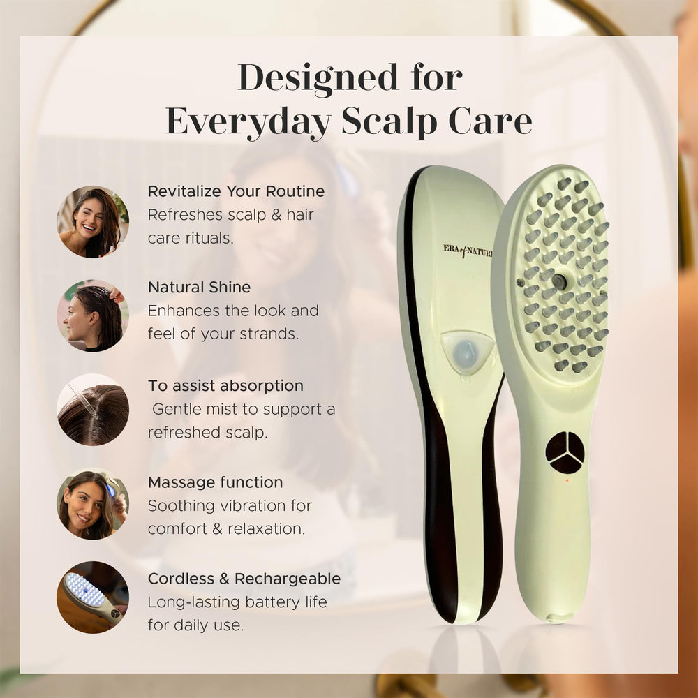 Era of Nature 28-silicone-bristles close-up delivering gentle root exfoliation.