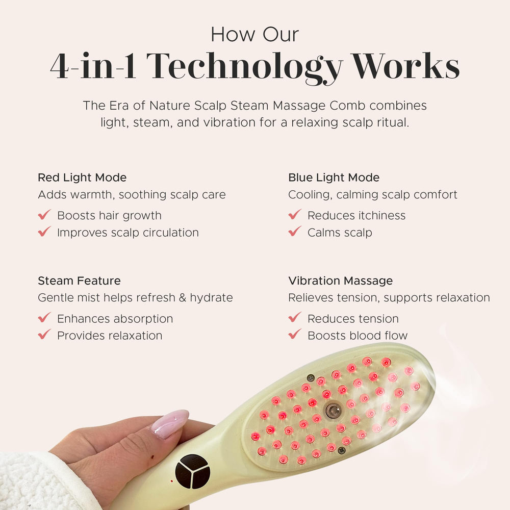 Era of Nature waterproof scalp massager suitable for wet or dry use.