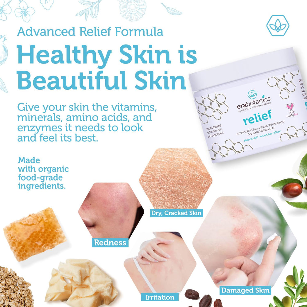 Era Organics face and body application demonstrates soothing hydration for irritated skin.