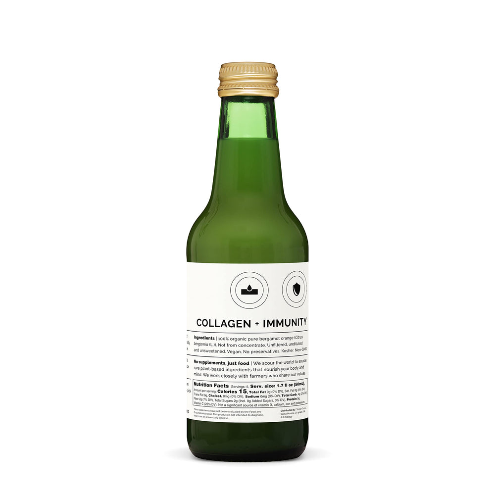 Erbology bergamot juice bottle side view highlighting compact packaging