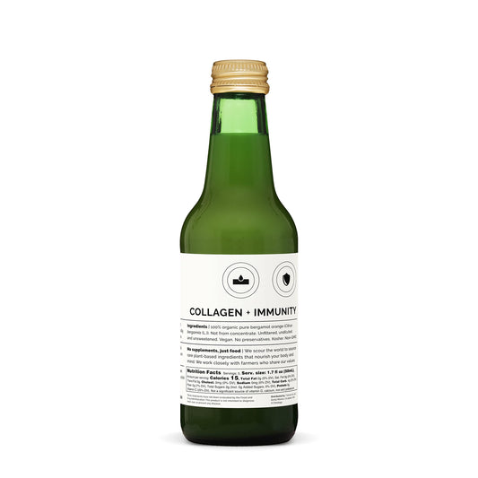 Erbology bergamot juice bottle side view highlighting compact packaging