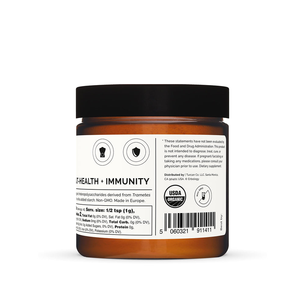 Beta-glucans badge shows content level in Erbology powder
