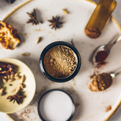 Vegan and Non-GMO icons on Erbology Turkey Tail powder packaging