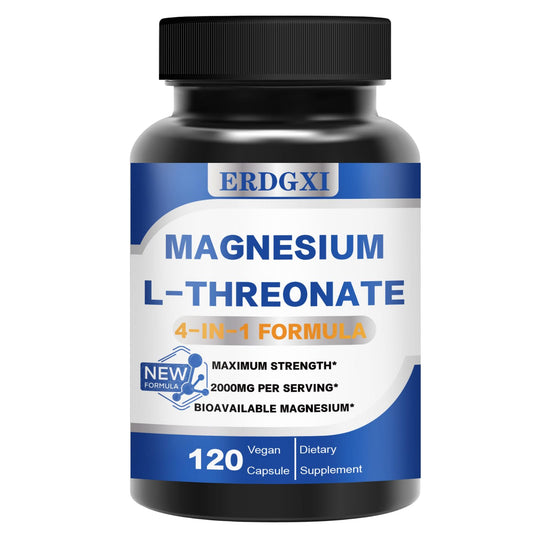 ERDGXI Magnesium L-threonate 2000mg bottle highlighting high absorption for daily support