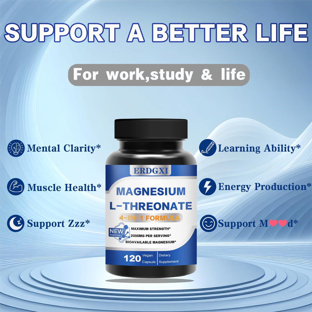 ERDGXI magnesium-threonate capsules close-up for smooth daily intake and mental clarity support