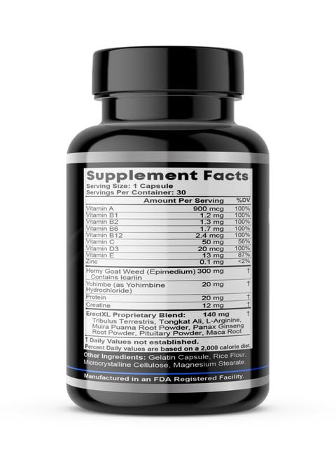 ErectXL Multivitamins capsules being poured, signaling daily supplementation for active routines.