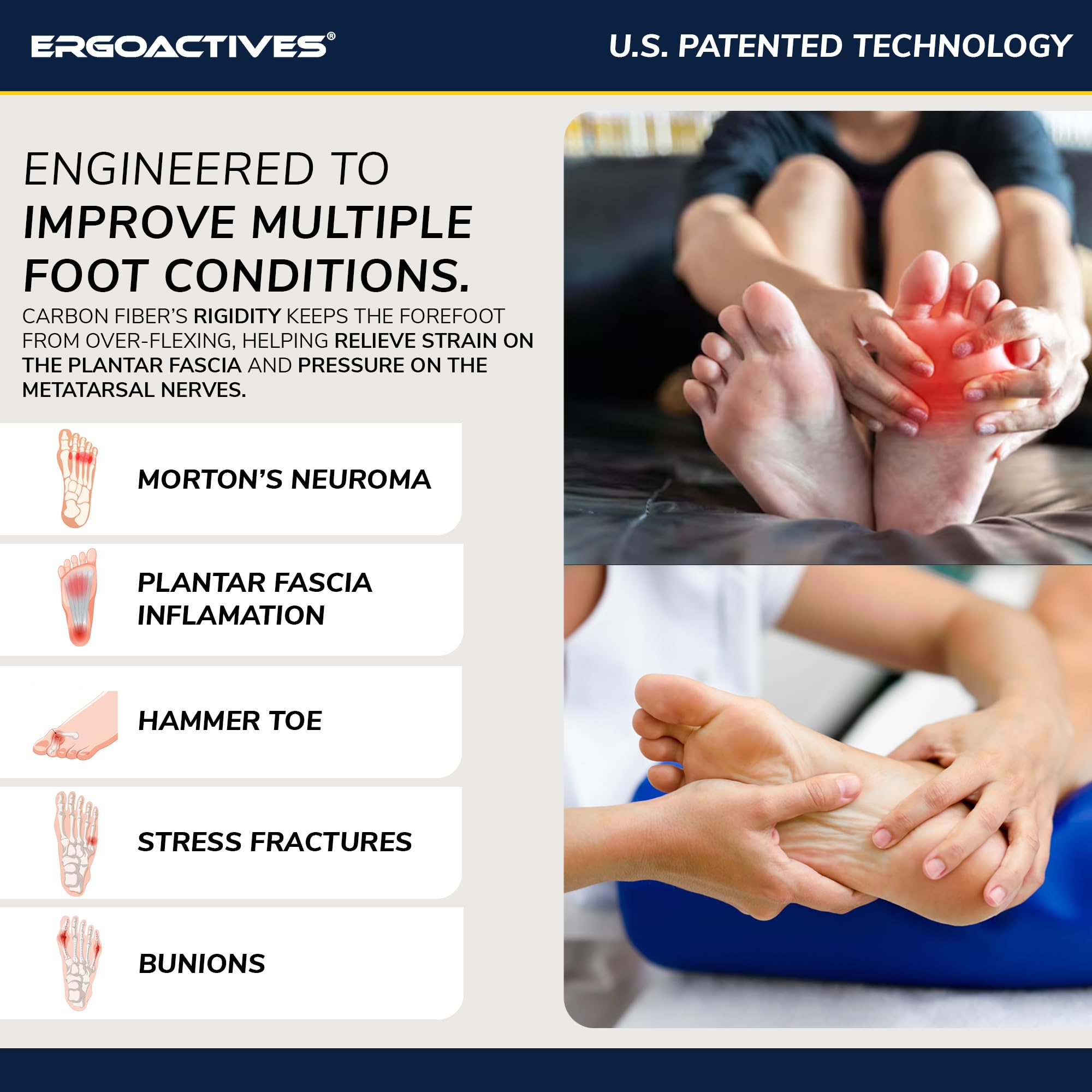 ErgoActives carbon fiber insole rigid yet flexible for energy return