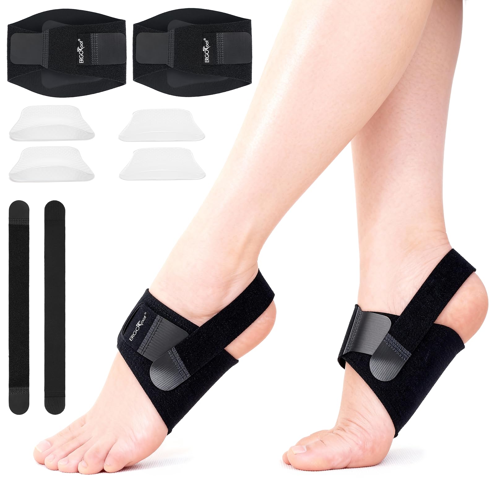 ERGOfoot arch support brace close-up highlighting cushioned pads for daily comfort